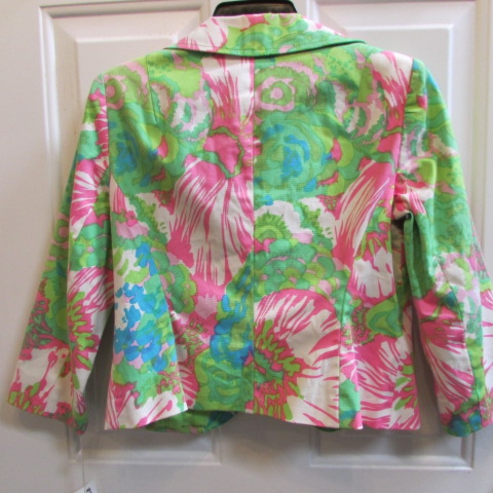 new NANETTE LAPORE floral green/pink crop front buttons Blazer Sz 4 - Picture 13 of 14